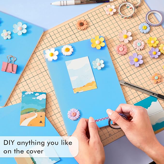 8 Pack Soft Cover Journal Bulk, Feela Notebooks College Ruled for Work, Lined Travel Journal for Women Men, Note Taking Notebook School Supplies Business Writing, 8.2” x 5.5”, A5, Blue