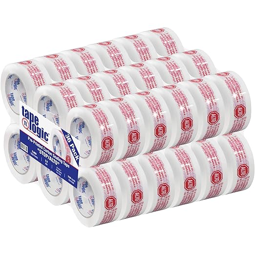 Aviditi Tape Logic 2 Inch x 110 Yard 2.2 Mil Red/White, Heavy Duty Packing Tape, "Stop/Alto" 36 Pack, Perfect for Packing, Shipping, Moving, Home and Office