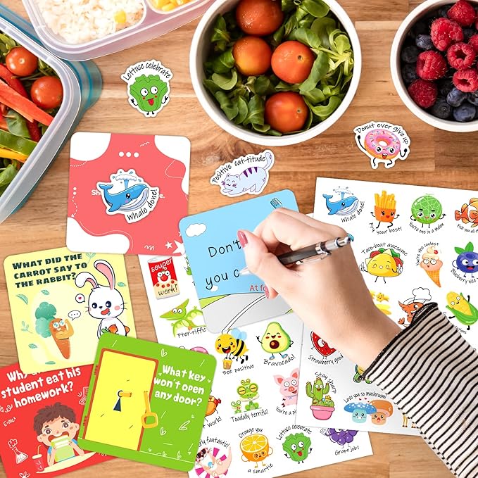 160 Joke Cards for Kids Lunch Box Jokes for Kids, Inspirational Lunch Notes for Boys Girls Students Lunch Notes Jokes Cards with 80 Reward Stickers for Teacher