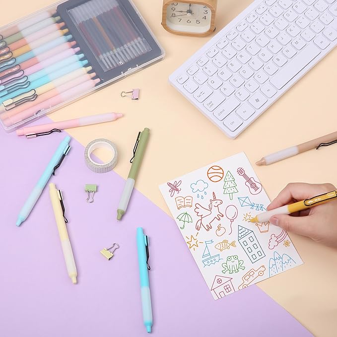 Mr. Pen- Retractable Gel Pens, 12 Pack, Colorful Ink Gel Pens with Case and 12 Refills, Gel Pens Fine Point 0.5mm, Retractable Pens, Cute Pens, Aesthetic Pens for Journaling Fine Tip Pens