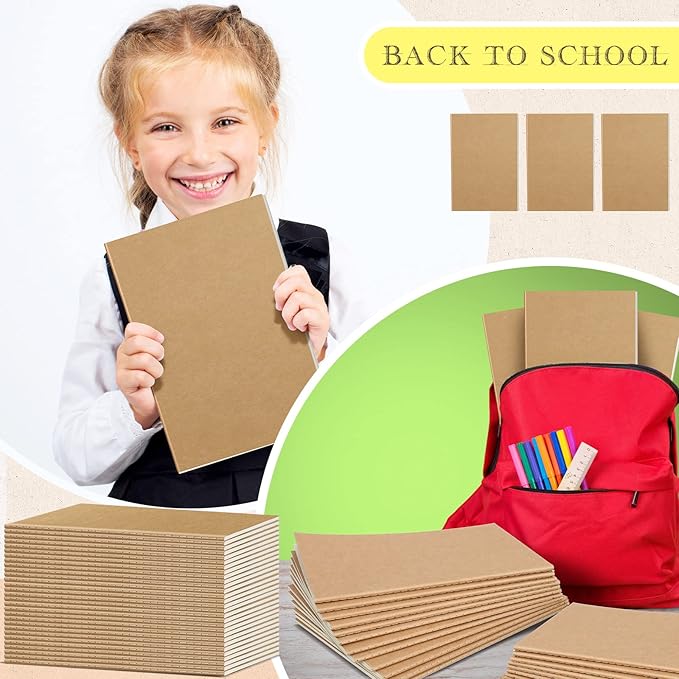 Handepo 100 Pack A5 Kraft Notebooks 60 Pages Ruled Lined Journals Notebooks Soft Cover Kraft Composition Notepad Travel Diary Journals Memo for Girls, Students, Office, School Supplies (Kraft Color)