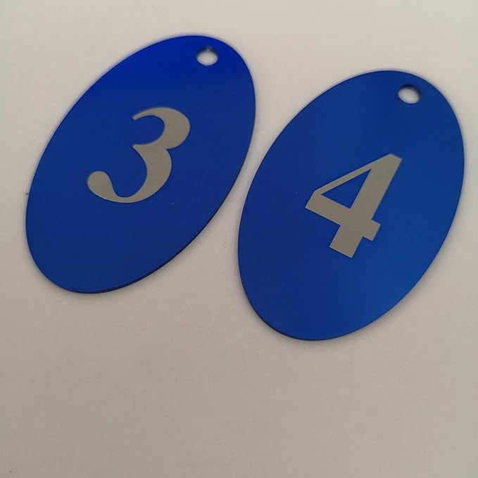 StayMax Aluminum Alloy Oval Number Tag Key Tag with Key Rings