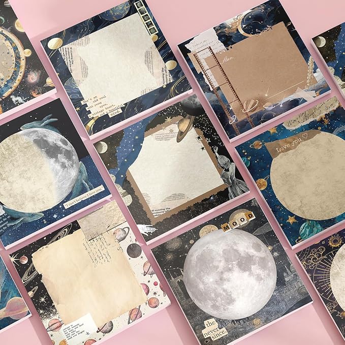 Post it Notes 3x3 Cute and Aesthetic Sticky Notes Planner Notepad - 450 Sheets - Desk Accessories for School, Office, and Home - Ideal Gifts for Teachers, Women, and Coworkers (Moonshine)