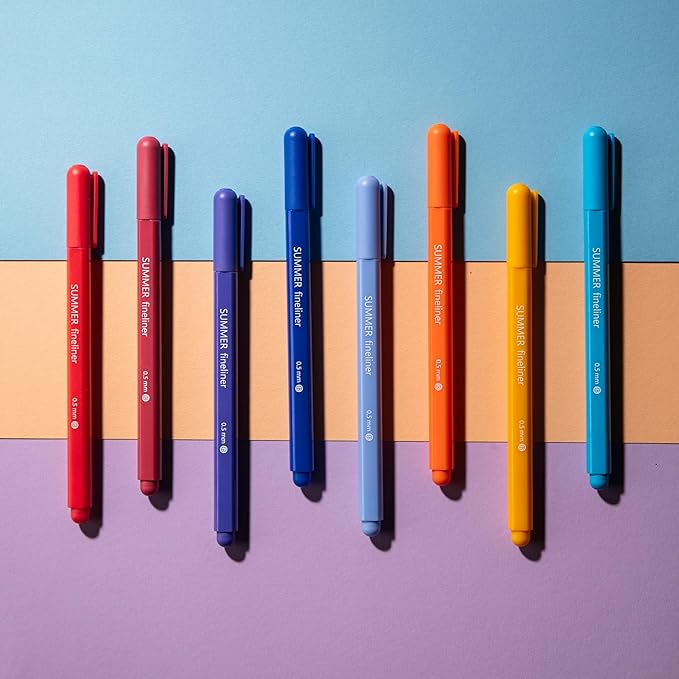 DIVERSEBEE Fine Tip Pens, 8 Bible Pens No Bleed Through, Assorted Fine Point Pens for Journaling, 0.5mm Fineliner Markers, Bible Study Journaling Supplies, Bible Accessories (Summer)