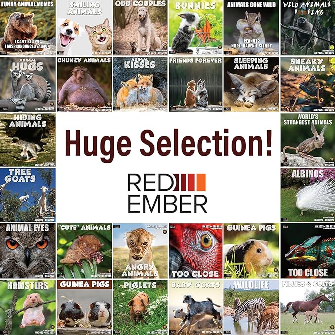 RED EMBER Piglets 2025 Wall Calendar 12 Month | 12" x 24" Open | Thick & Sturdy Paper | Giftable | Calendar 2025