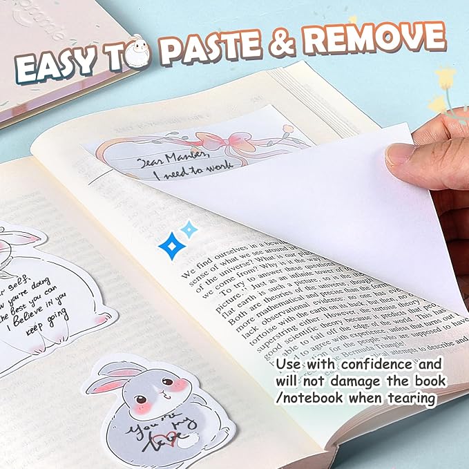 Hommie Cute Sticky Notes, Sticky Notes Set Planner Dividers Self-Stick Notes Pads Animal Divider Tabs Bundle Writing Memo for Home Office School Supplies