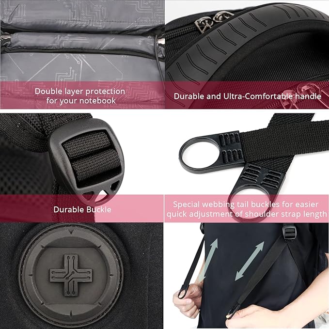 Swissdigital Design Large Travel Backpack For Men, TSA-Friendly Business Laptop Backpack, USB Charging Port，RFID Protection Tech Backpack Fits 15.6Inch Laptop (TERABYTE J16BTF-02) One Nation One World