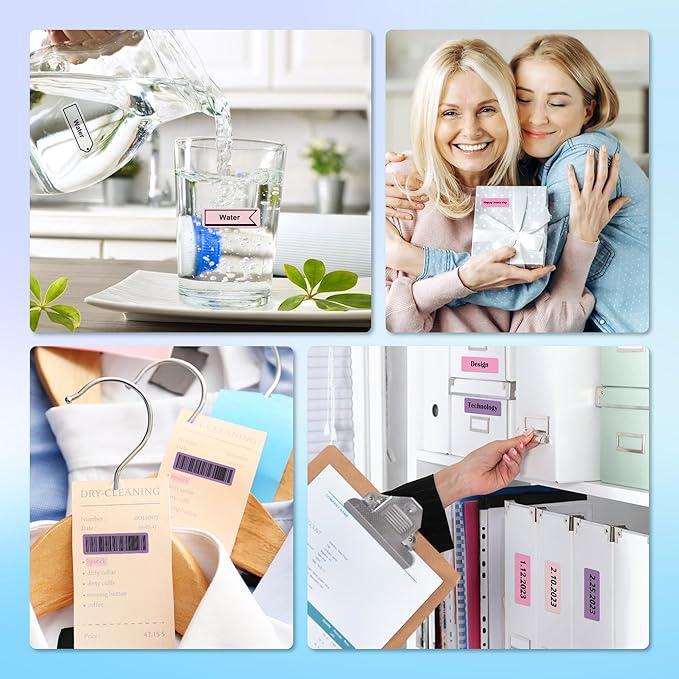 POLONO Genuine P31S Label Maker Tape, Adapted Label Print Paper, Self-Adhesive Label Refill for Home/Office, 14x40mm(0.55"x1.57"), Compatible with P31S Label Maker, 540 Labels/3 Roll, Purple/Rose/Pink