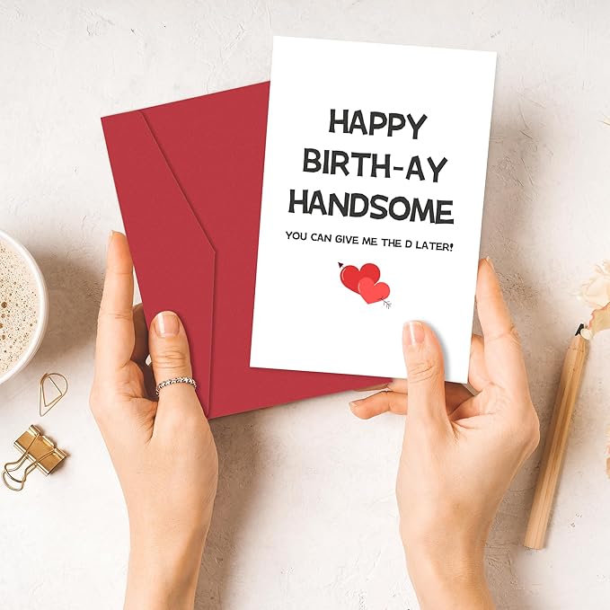 Heollaok Funny Birthday Card for Husband Boyfriend Fiance, Naughty Birthday Card for Him, Rude Birthday Cards for Men, Happy Birthday Handsome