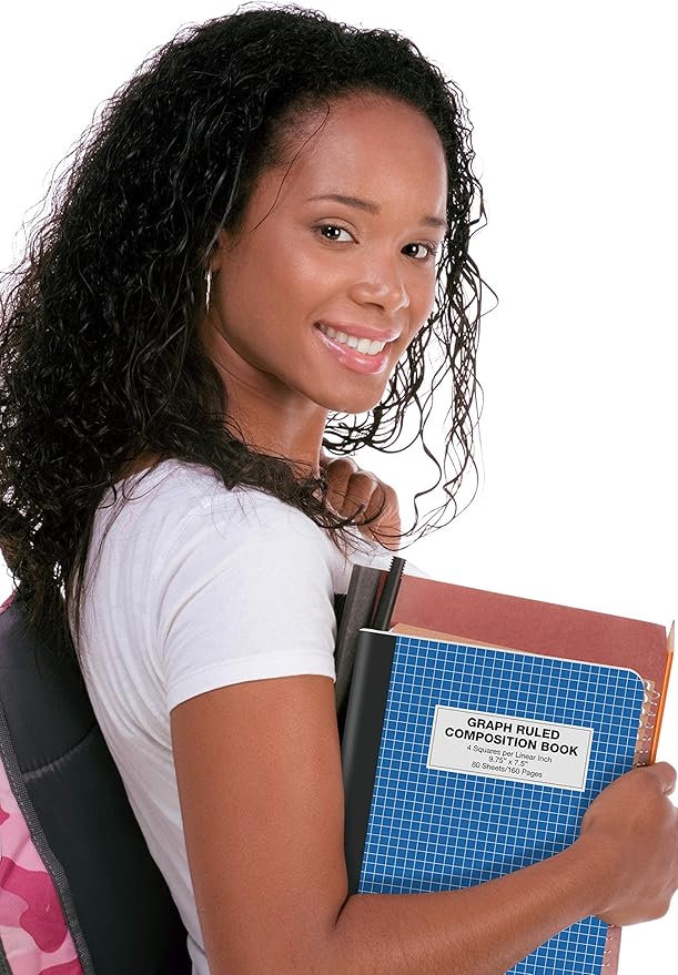 Better Office Products Quad Ruled Composition Book Notebook, 12 Pack, Hardcover 4x4 Graph Ruled Paper, 80 Sheets, 9.75" x 7.5", Assorted Color Covers, 12 Pack