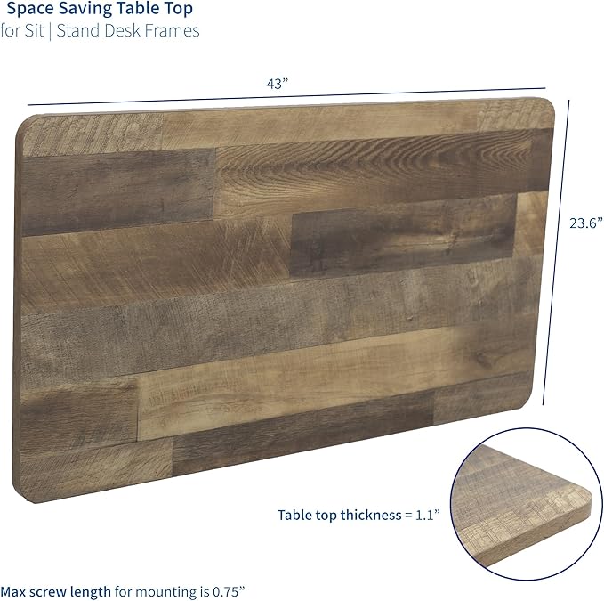 VIVO Reclaimed Wood 43 x 24 inch Universal Solid One-Piece Table Top for Standard and Sit to Stand Height Adjustable Home and Office Desk Frames, DESK-TOP43P