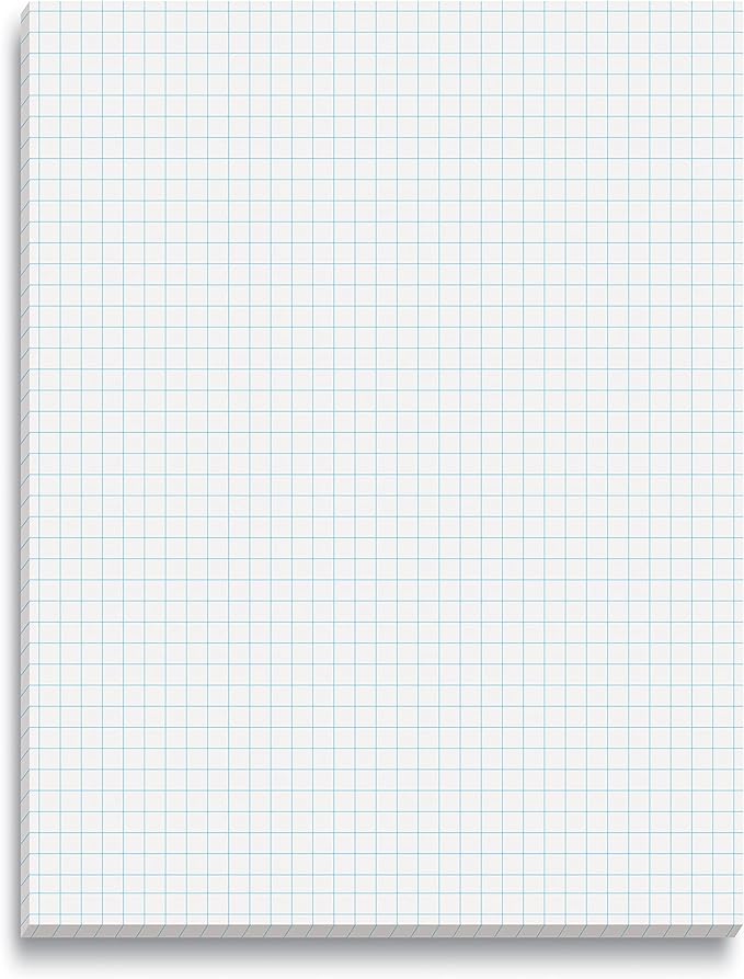 Better Office Products Graph Paper Pad, 8.5" x 11", 50 Sheets, Double Sided, White, 4x4 Blue Quad Rule, Easy Tear, Grid Paper, Graph Paper