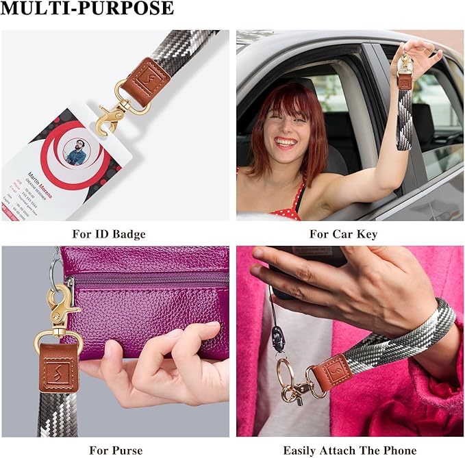 Fishent Stretchy Wristlet Keychain,Braided Cute Wrist Lanyards for Keys, Key Chain Holder for Women Men, Wrist Strap Keychain for Car Keys Phone Camera Wallet ID Badges Card (Chocolate)