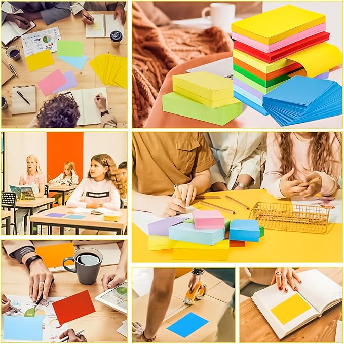 MotBach 280Pcs 3x5 Inch Blank Colorful Index Cards Colored Flash Cards, Assorted Neon Colored Notecards Study Cards, Index Flash Note Cards for Office Home School Learning Note Taking To Do List