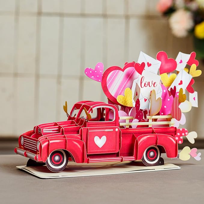 Paper Love 3D Loads of Love Pop Up Card, With Detachable Popup Keepsake, Gift for Birthday, Anniversary, All Occasion - Oversized 10" x 7" Cover - Includes Envelope and Note Tag