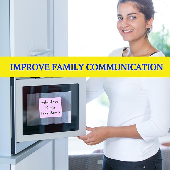 Reusable Dry Erase Sticky Notes - 6 Pack of 4 x4 Multicolor Adhesive Notes - Small Whiteboard Stickers for Labels, Lists, Reminders, and Decals