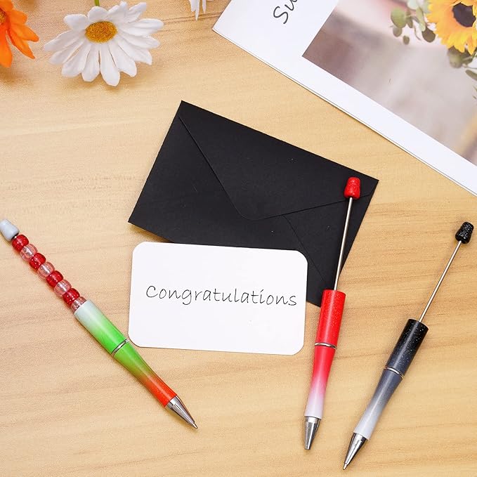 jiebor 20Pcs Beadable Pens Plastic Bead Ballpoint Pens Bulk with 50Pcs Black Ink Cute Cool Diy Pens for Journaling Women Students Teacher Graduation Christmas Gift Office School Supplies