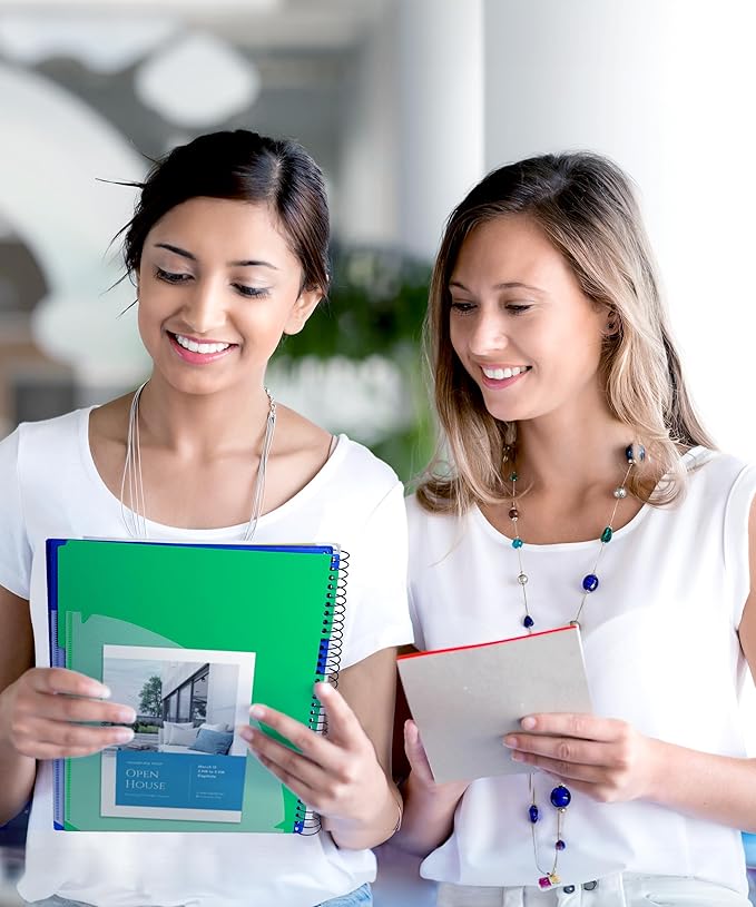 Dunwell 5-Subject Spiral Notebook, College Ruled (Blue), Colorful Movable Pocket Dividers with Tabs, Front/Back Plastic Covers, 200 Sheets (400 Pages) of 3-Hole Punch Perforated 8.5x11 Paper