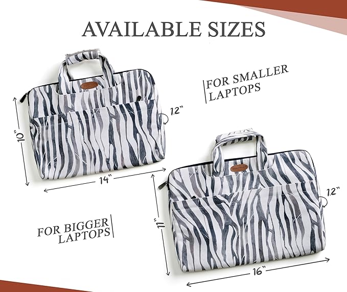 Maison d'Hermine Laptop Bag upto 15.6 inch Stain and water repellent Cotton canvas - Zebra