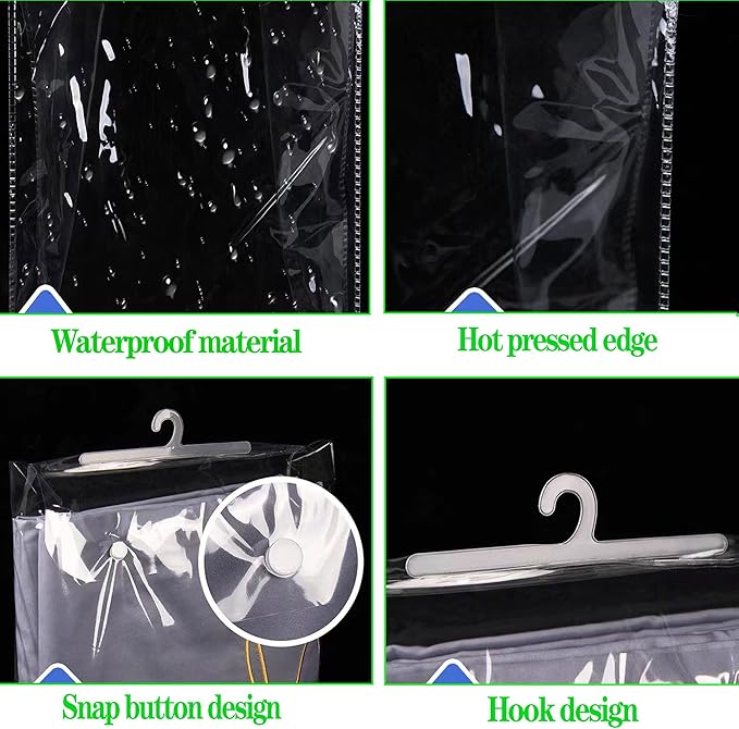 Hanging Storage Bags with Hanger,13" X11" Large Hook Hang-Up Clear Plastic Bags,Book Pouch School Supply Kit Classroom Organization for Classroom Library School Supplies Home Pharmacy Use (30)