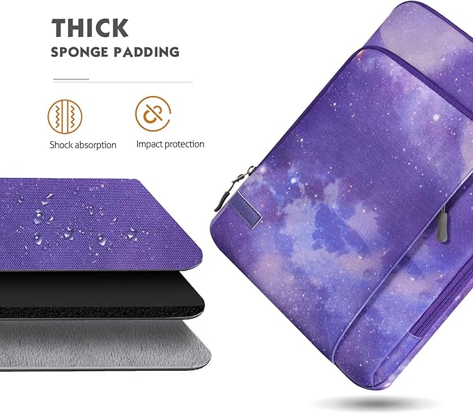 MoKo Laptop Sleeve Bag for 13.3-14 Inch, Notebook Carrying Case with Pocket Fits New MacBook Pro M3/M2 14" /13" M2/M1 Pro/M1 Max 14.2 2023-2021/Air 13.6" M2 2022, Surface Pro 9/8 13",Purple Starry Sky