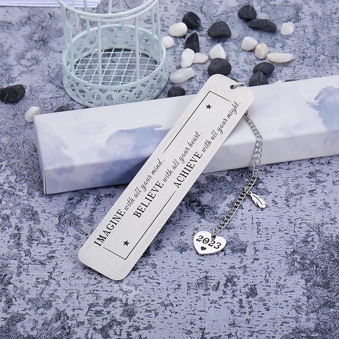 Inspirational Bookmark for Women Bookmarks with Chain 2023 for Book Lover Bookworm Graduation Birthday Gifts for Students Teens Kids Son Daughter Boys Girls Friend Retirement Going Away Bookmark Gift
