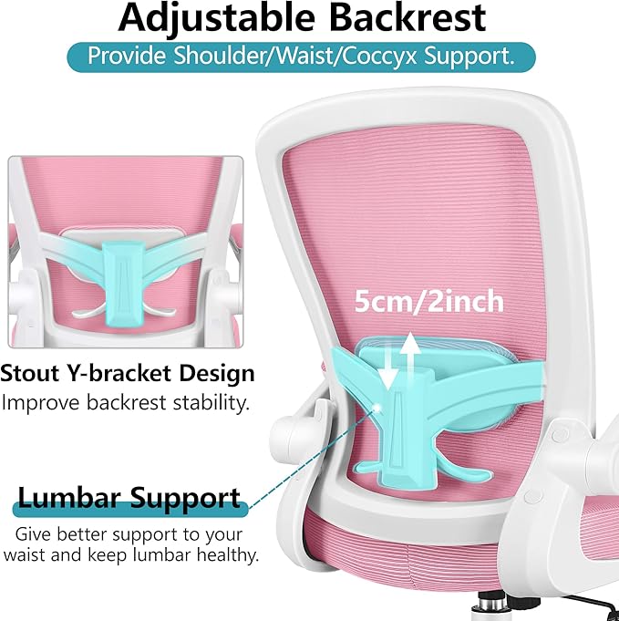 FelixKing Ergonomic Office Chair, Adjustable Height, Lumbar Support, Breathable Mesh Fabric, Durable and Reliable, Pink
