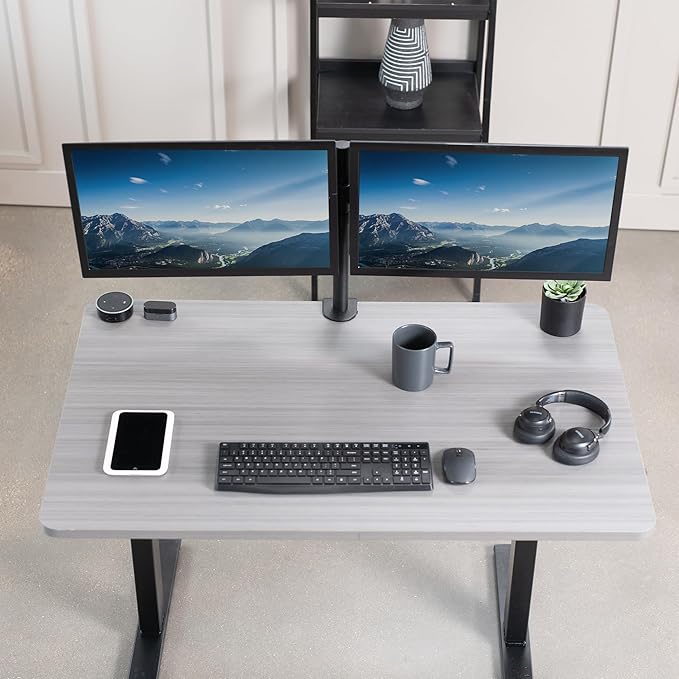 VIVO Universal 48 x 30 inch Solid One-Piece Table Top for Standard and Sit to Stand Height Adjustable Home and Office Desk Frames, Dark Gray, DESK-TOP48-30G