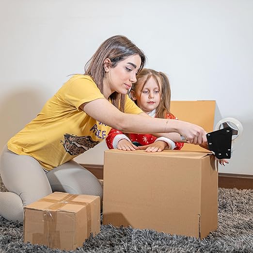 Mr. Pen 2-Inch Black Heavy Duty Packing Tape Dispenser Gun - 2 Pack with 2 Rolls Clear Tape Gun for Packing Boxes & Moving