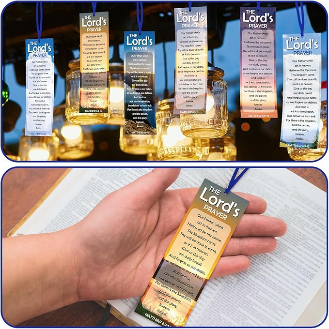 60 Pcs The Lord's Prayer Bookmark Religious Christian Bookmarks for Teens Men Women Church Home Party Favors