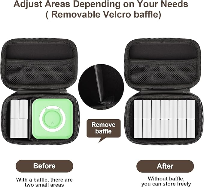 QYCHHJ Mini Printer Carrying Case for Phomemo T02/Memoking/HUIJUTCHEN Mini Sticker Printer, Portable Hard Travel Case for Label Maker, Thermal Printer Paper, Small