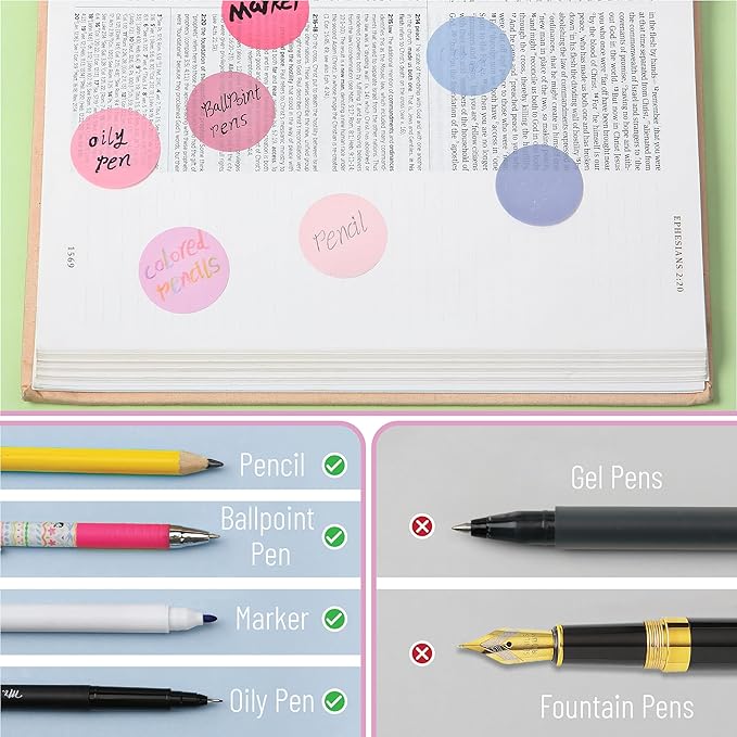 Mr. Pen- Transparent Sticky Note Set, 560Sheets, Colorful, Round Transparent Sticky Notes Set, Bible Sticky Notes Clear Sticky Notes Transparent, Bible Notes, Transparent Sticky Notes for Bible Study