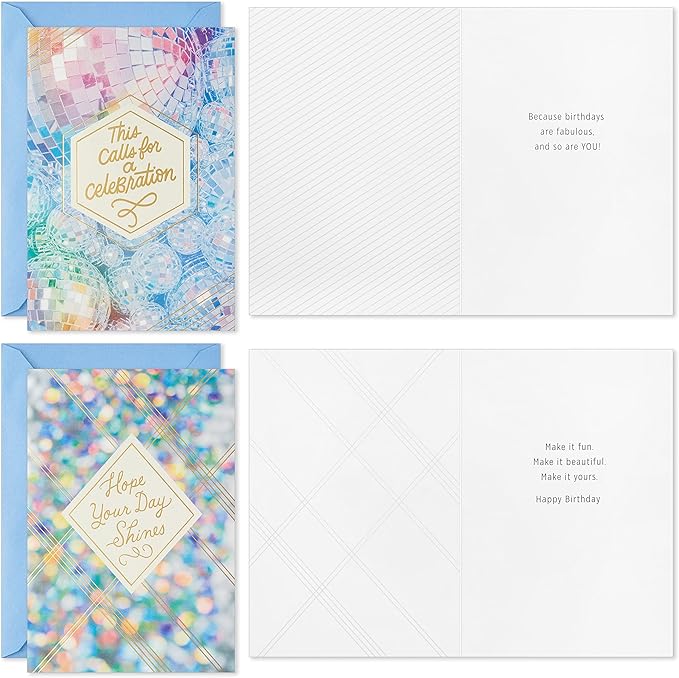 Hallmark Birthday Cards Assortment, Disco Party (16 Cards with Envelopes)