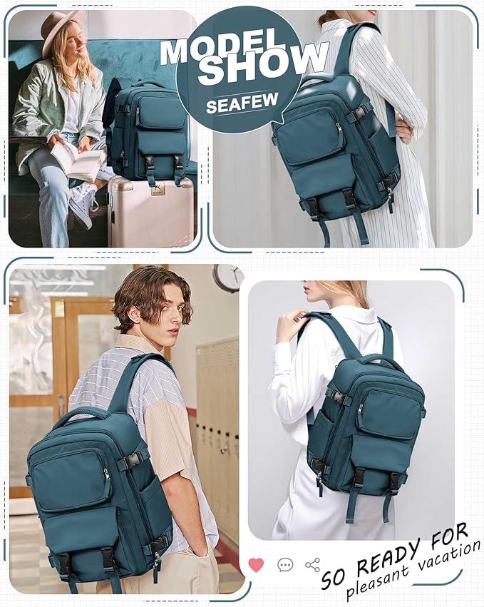 Carry On Backpack, Travel Backpack for Women Men Flight Approved, Personal Item Travel Bag for Airplanes, 14-15.6 Inch Laptop Business Backpack, Casual Daypack Gym Hiking Bakpack Peacock Blue(Small)