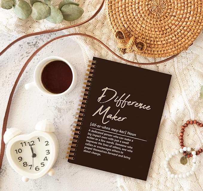 OXW Difference Maker Appreciation Gift, Meeting Notebook for Work, Thank You Gifts for Leader Mentor Manager Boss, Office Supplies Social Worker Notebook, Coffee Hardcover Spiral Notebook 5.5 x 8.3
