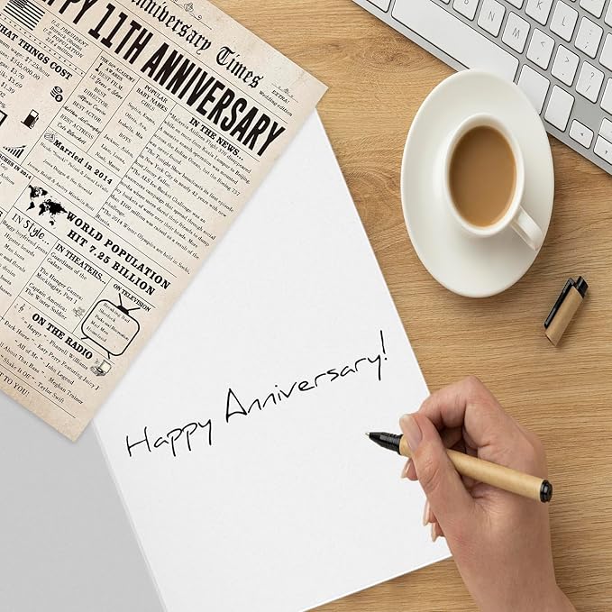 Jumbo 11th Anniversary Cards Gifts for Wife Husband Couple, Romantic 11 Year Wedding Anniversary Decorations for Women Men, Jumbo Steel Anniversary Card for Him Her