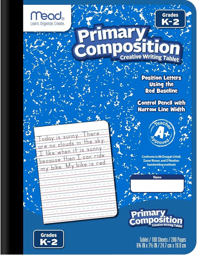 Mead Primary Composition Book, Ruled, Grades K-2, 100 Sheets, 7-1/2" x 9-3/4", 4 Pack (610053-ECM)