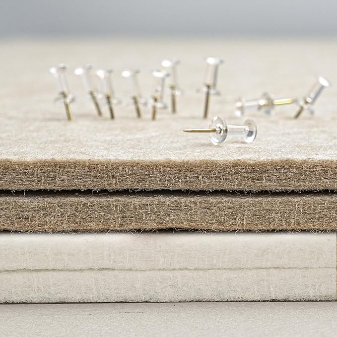 Bulletin Board, 36 x 24 inches Felt Board - Decorative Pin Board, Cork Board Alternative for Wall, 3' x 2' Foldable Picture Board Self-Adhesive Vision Board Prayer Board with 20 Pushpins - White