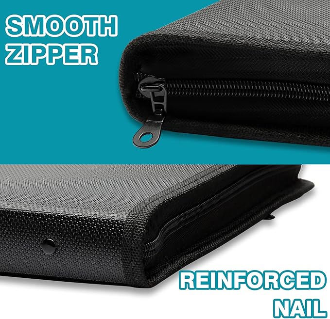 H4D 13 Pocket Expanding File Folder Organizer with Front Clear Pounch, Accordion File Organizer with Zipper Clourse, Fit for Letter Size Papers, Black