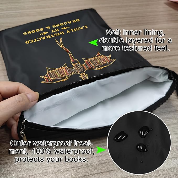 Romantasy Dark Academia Dragons Book Sleeve, Fantasy Novel Reader Gift, Bookish Gifts, Book Inspired Gift, Paperback Book Protector Book Cover Dragons Lovers Book Gifts