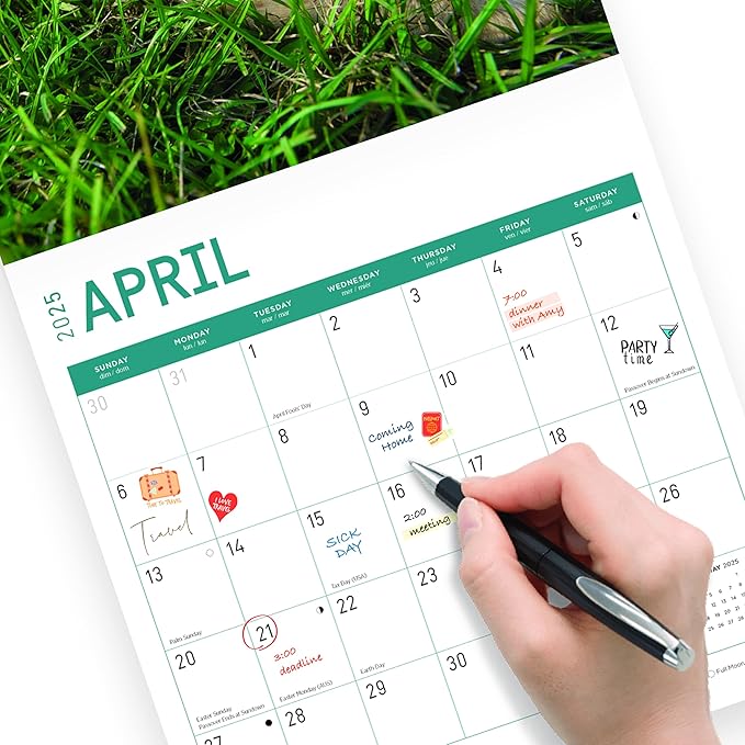 2025 Golden Retrievers Monthly Wall Calendar by Bright Day, Includes Over 300 Stickers, 12 x 12 Inch