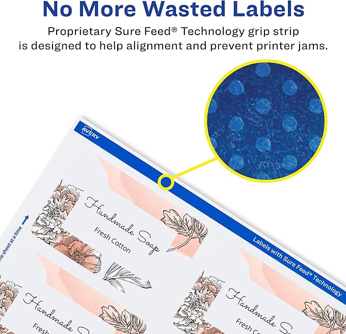 Avery Glossy White Labels with Sure Feed Technology, 2" x 3" Rectangle Labels, Print to The Edge, Laser/Inkjet, 80 Labels (22890)