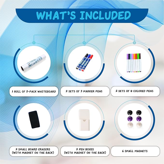 2 Pcs Magnetic Whiteboard Contact Paper 39'' x 18'', YOUNGJQ Adhesive Magnetic Dry Erase White Board Sticker for Wall Peel and Stick Wallpaper Easy to Write and Clean for Kids Playroom Office