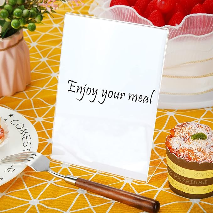 Vicenpal 5 x 7 Inch Acrylic Sign Holder Acrylic Picture Frames Plastic Picture Flyer Holder l Shaped Photo Frames Self Standing Desktop Table Signs for Office, Store, Restaurant, Horizontal(40 Pcs)