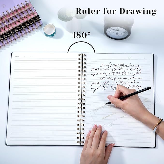 Yoment Spiral Notebook 8.5 x 11 A4 Large Notebooks for Work College Ruled Journaling Notebooks, 100 GSM Paper, Spiral Bound Journal for School Note Taking Writing, A4 Black