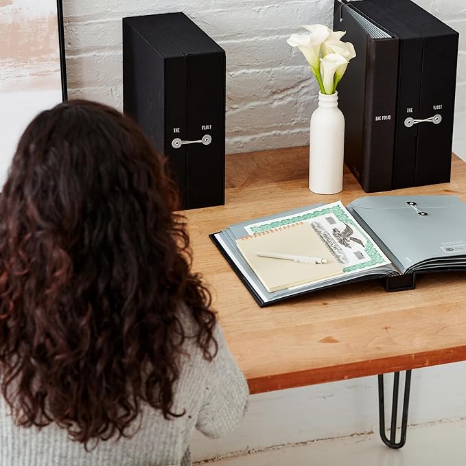 Savor | 2025 Updated Edition The Folio™ Document Organizer|Custom Dyed Cloth Bound Expanding File Folder for Important Papers, Emergency Binder,Birth Certificates,Social Security Cards, and Passports