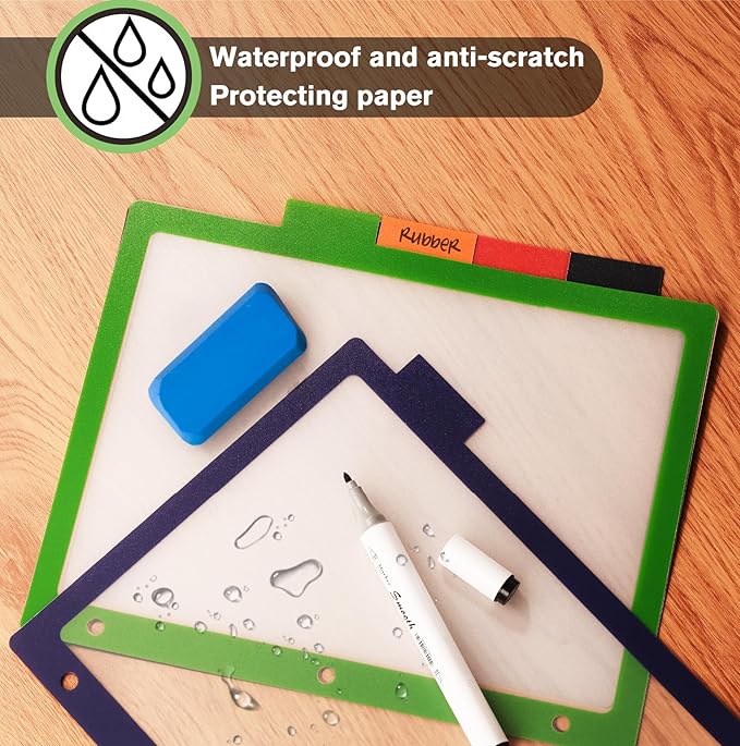 HABGP 10PCS/2 Set 3 Ring Binder Dividers with Tabs, Color Page Dividers for 3 Ring Binder with Tabs, 5 Tab Dividers, Clear Folder Dividers, Three Ring File Dividers with Tabs, Tabbed Index Dividers