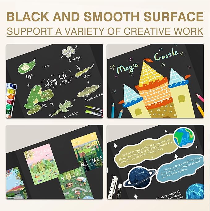 Chell 36" x 48" Trifold Poster Board, 4 Pack, Black Corrugated Project Boards for Science Fair, School Projects, Event Displays and Business Presentations