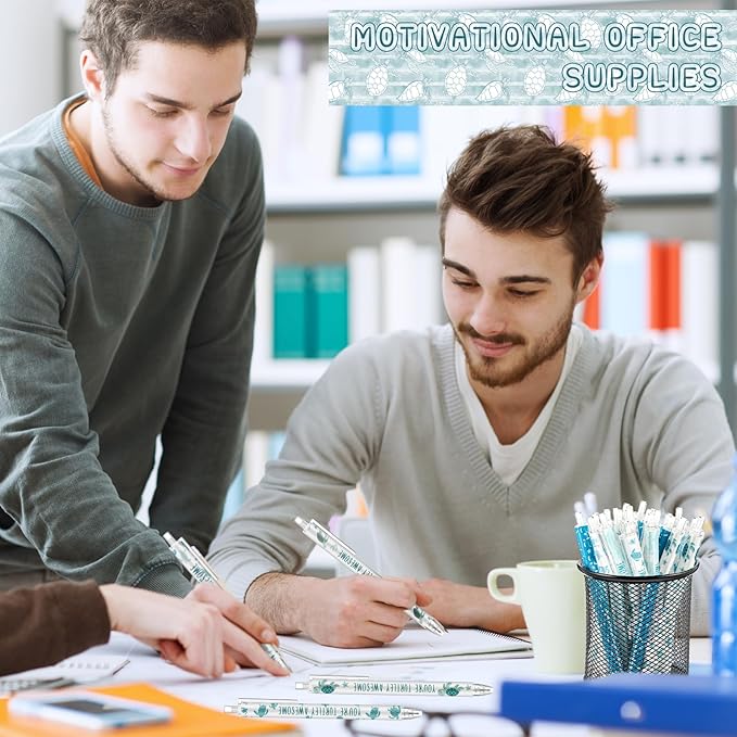 Jetec 48 Pcs Turtle Pens Gifts Inspirational Cute Ballpoint Pens Bulk Motivational Employee Appreciation Gifts Black Ink for Turtle Lovers Thank You Coworkers