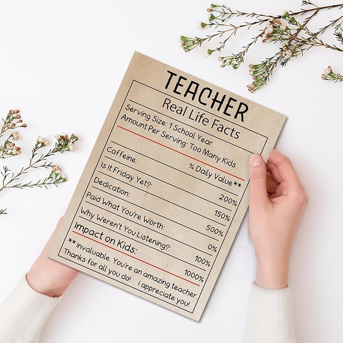 Funny Teacher Appreciation Card, 10.6x7.9 inches Teacher Thank You Card with Envelope, Teacher Gifts form Students, Teacher Appreciation Week Gifts Ideas